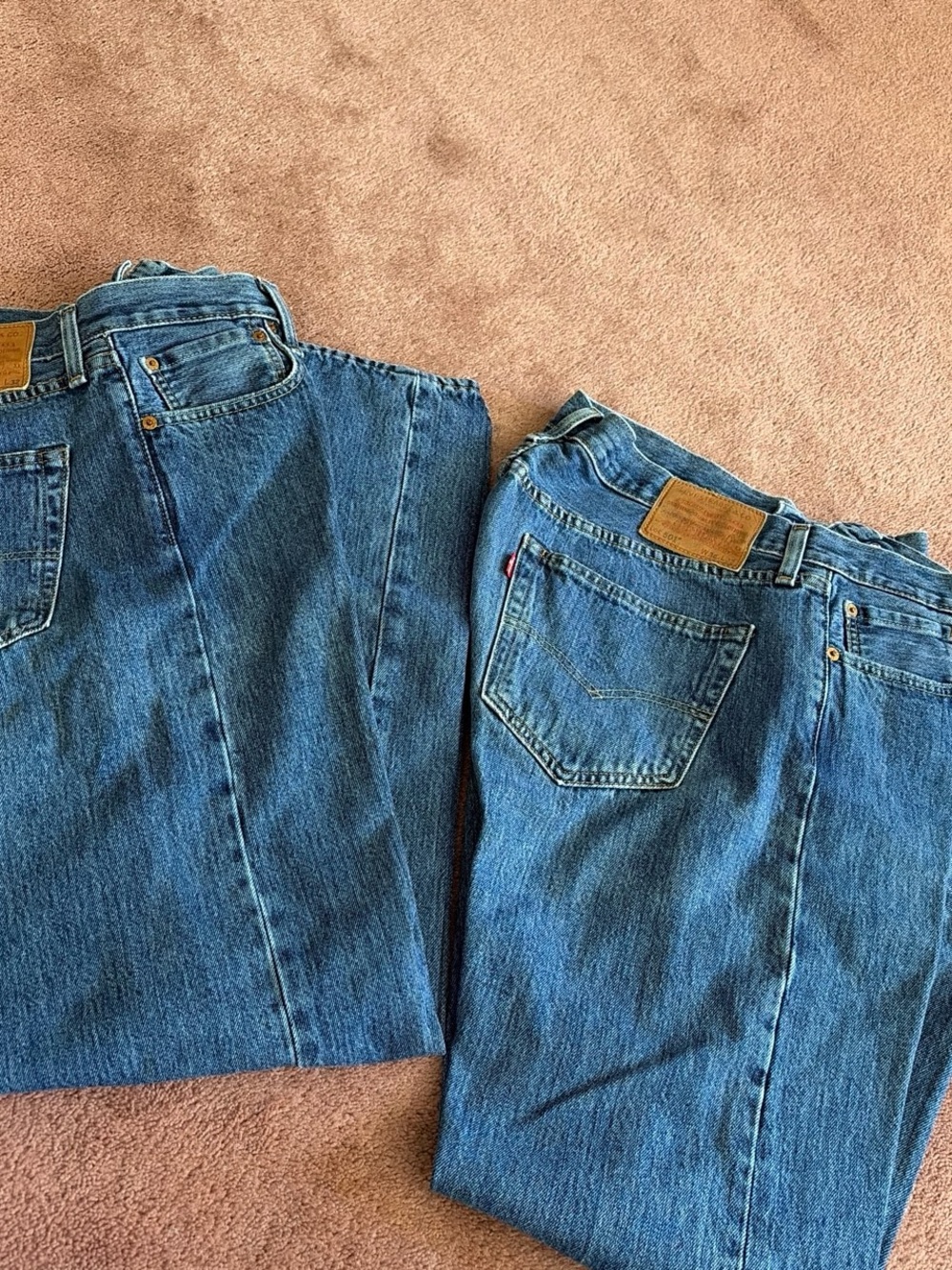 Classic Blue Mens 501 Denim Jeans - Levi's Style lot of 2 pr red tag leather tab
